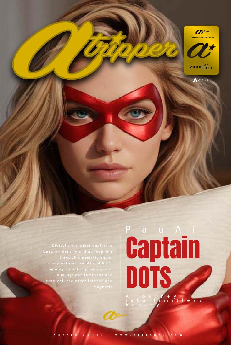 ATRIPPER Magazine | Captain Dots PauAi – Deluxe Edition 02 | Close-up portrait of masked blonde heroine holding a book